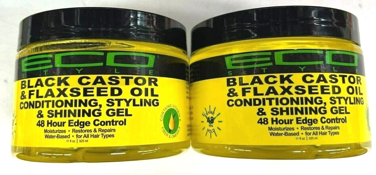 Eco Black Castor&Flaxseed Oil Conditioning Styling& Shining Gel 48H