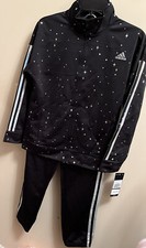 Adidas Girls 2-pc Black/Silver Full Zip NWT size M 10/12