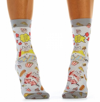 wigglesteps Socken Hungry Cat hungrige Katzen Hot Dog Pommes Eiscreme bunt 36-40