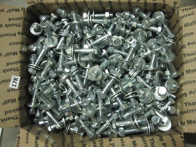 375 QTY 3/8-16 Hex Head 2'' Rack Bolts Screw Steel W/ Nuts & Washers 2-1/4'' TL