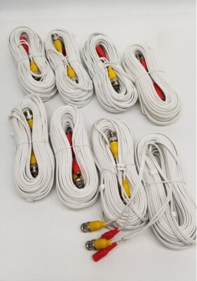 ***NEW*** LOT OF 8 Brand New White 60' Siamese BNC DC Power CCTV Cable!!!