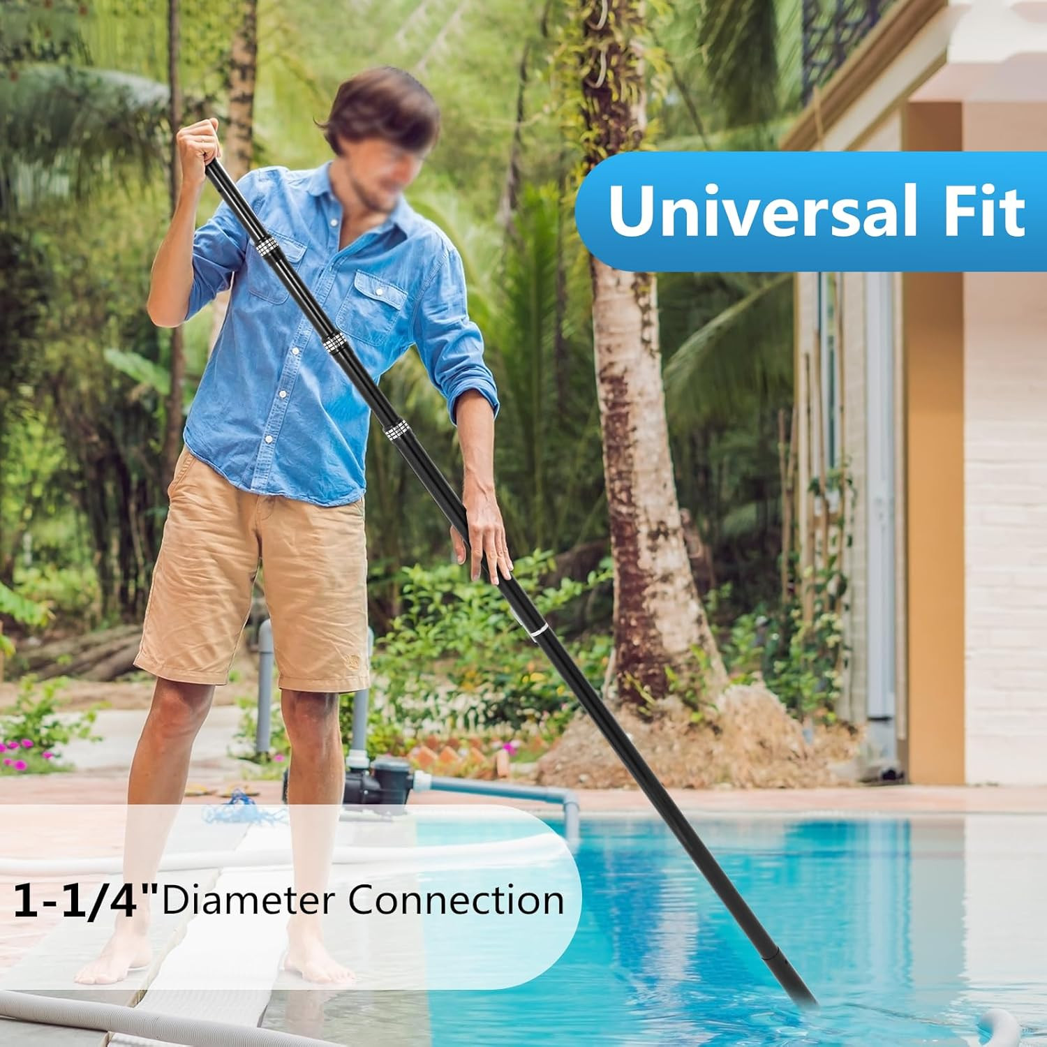 Carbon Fiber Pool Rod - Professional 4.5-15 Foot Telescopic 4-Piece Pool Cleanin