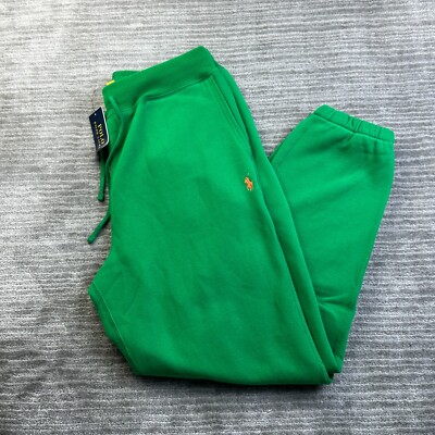 Polo Ralph Lauren Pants Mens Medium Green Orange Sweatpants Pony