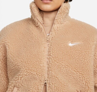 Nike Sportswear Women's Hemp/White Swoosh Plush Jacket (DR5628-200