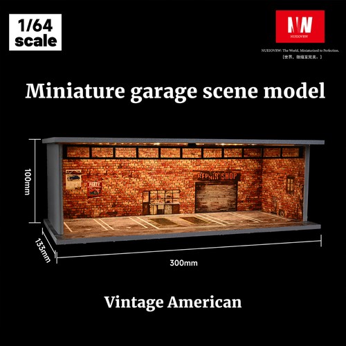Diorama 1/64 modellino auto garage illuminazione led garage riparazione negozio scena modello regalo - Foto 47 di 59