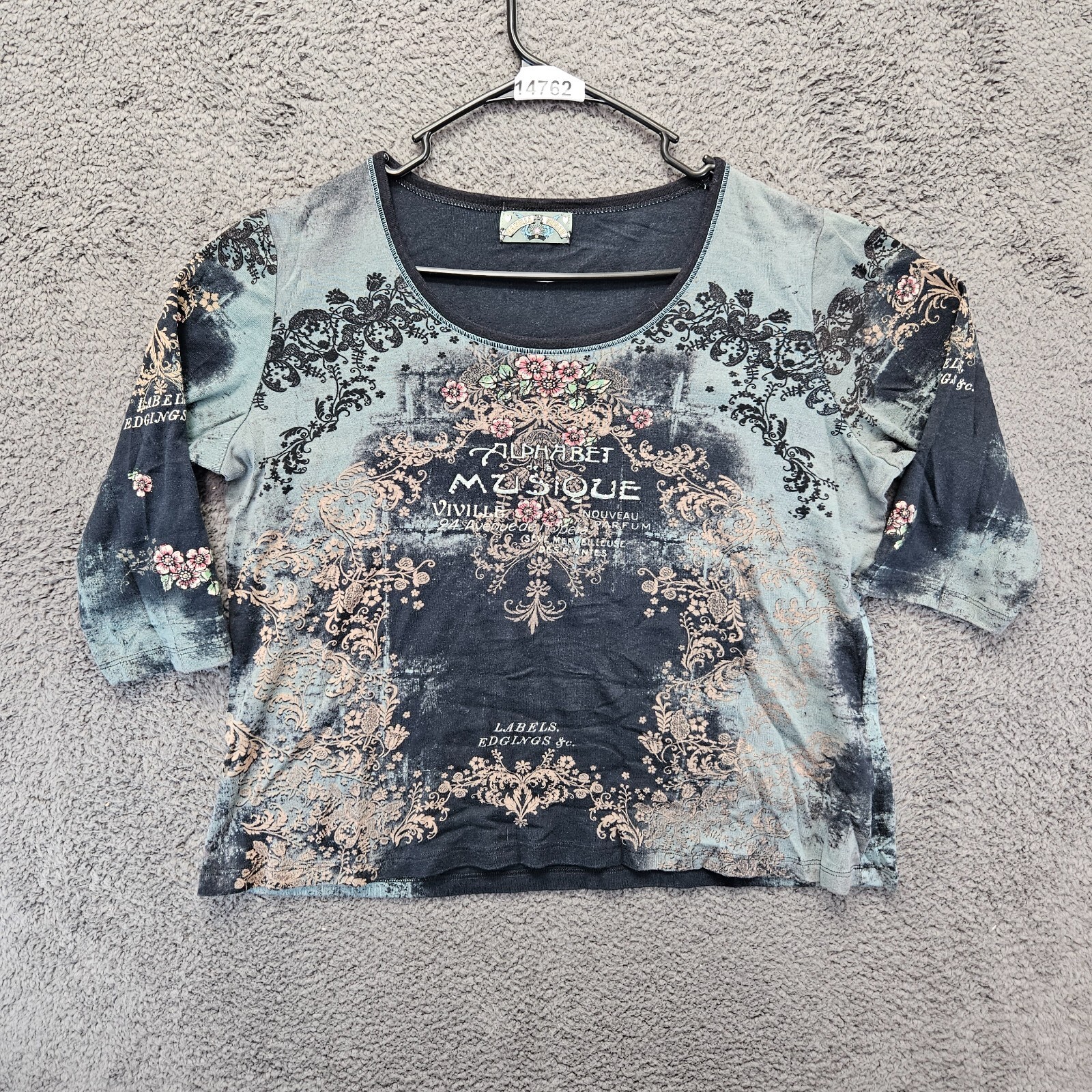 Vanilla Sugar Women's Alphabet Musique 3/4 Sleeve Western Top