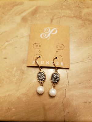 Plunder Andralyn Crystal and Pearl Drop Earrings