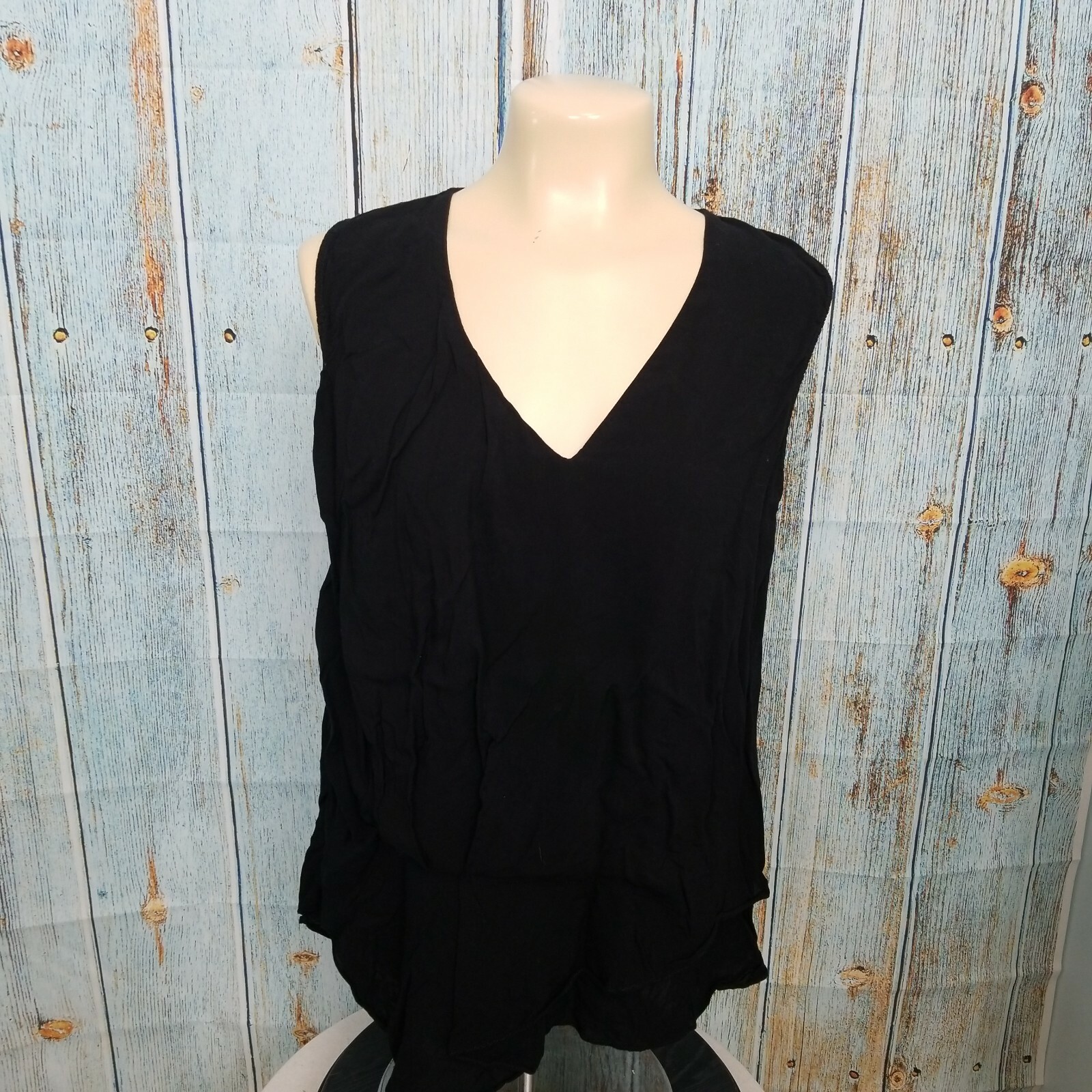 Zara Basic Tops Womens Medium Solid Color Black V… - image 2