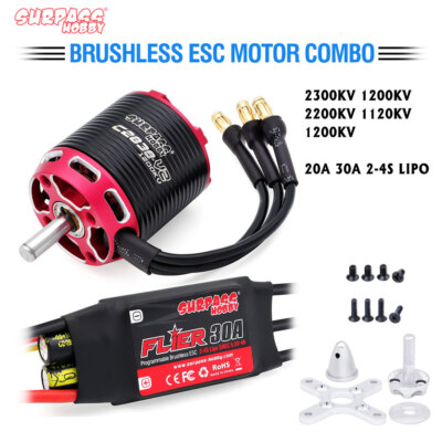 Surpass Hobby Brushless Outrunner Motor 2-4S 20A 30A ESC Combo für RC Fixed Wing