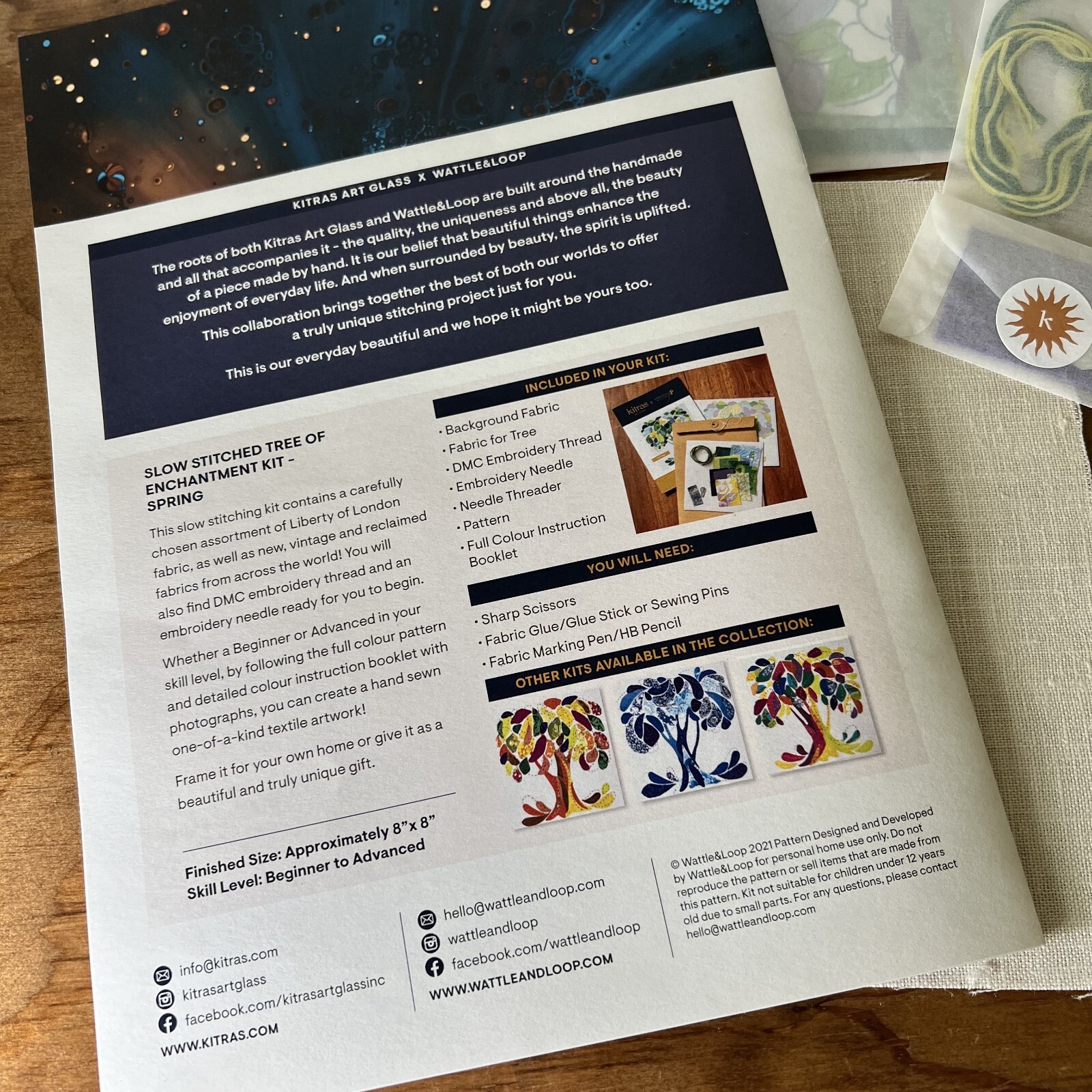 Wattle & Loop Kitras Art Glass SPRING Slow Stitched Tree of Enchantment Kit