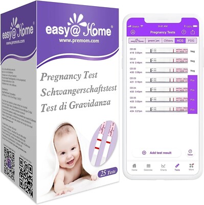 Easy@Home 25 X Schwangerschaftstest Frühtest 10 Miu/Ml, Empfindlich Frühschwange