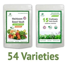 Heirloom Vegetable Seeds  and Herb Seeds 54 Varieties - Over 23,600 Seeds