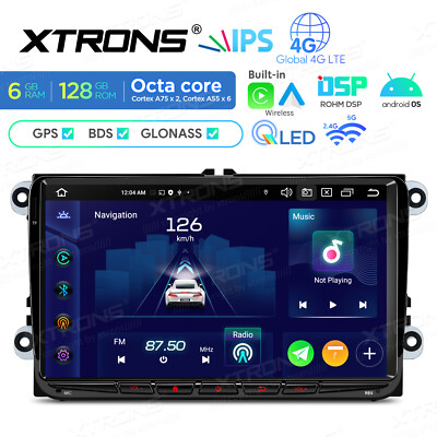 9'' QLED 4G Android 14 Autoradio 6+128GB GPS Navi USB Für VW GOLF 5 6 EOS Polo T5