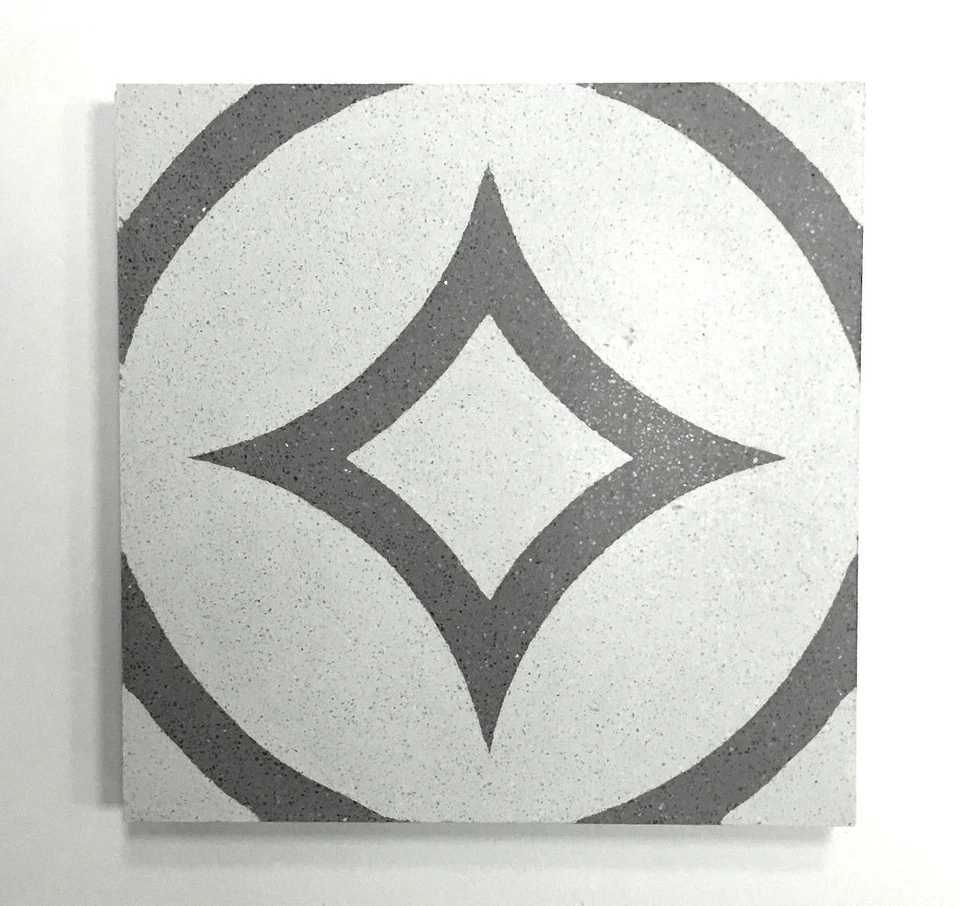 Azulejo de cemento encáustico geométrico gris luna 8x8 piso pared cocina baño (CAJA DE 9) Foto 3 de 3