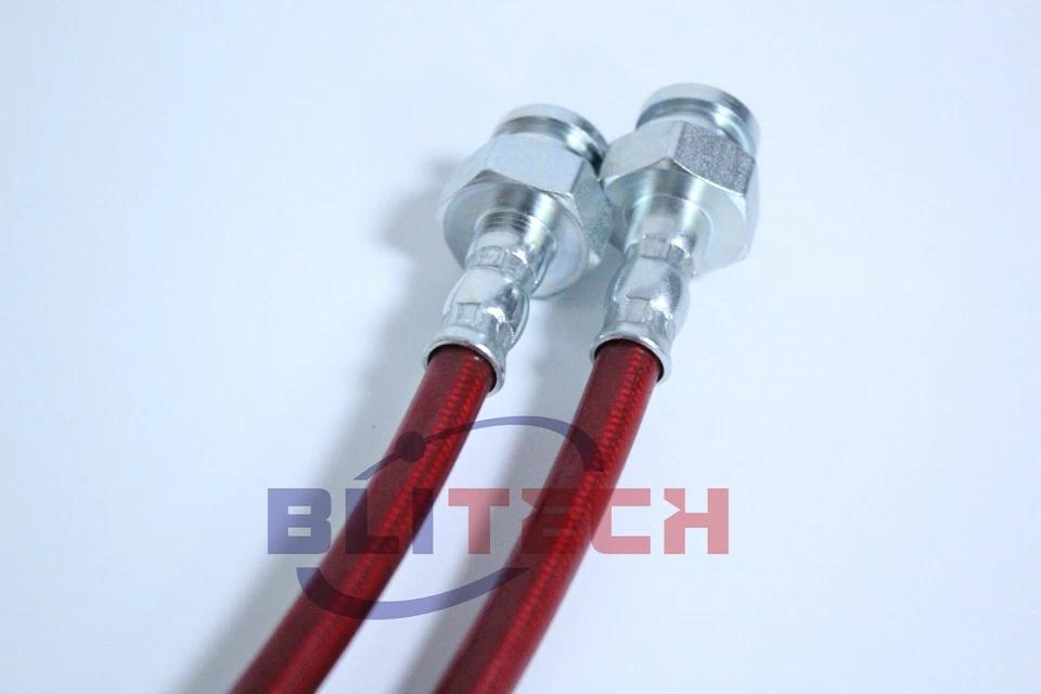 Red Blitech Stainless Steel Braided Brake Lines For 1989-1994 Nissan 240SX S13  - Imagem 3 de 4