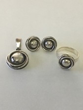 Taxco Mexico 925 Srebro szterlingowe Kolczyki wiszące Pierścionek Biżuteria Zestaw