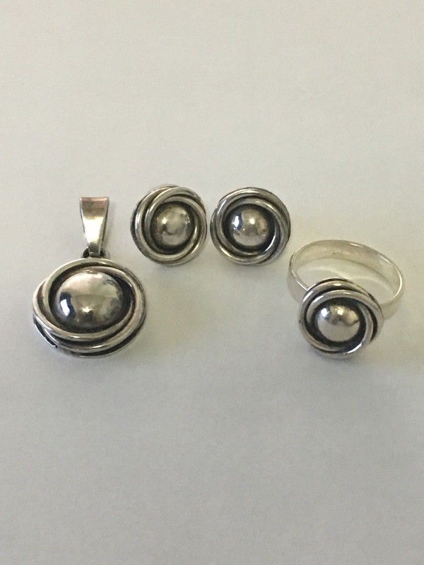 Taxco Mexico 925 Sterling Silver Pendant Earrings Ring Jewelry Set