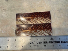Pair of Carbon Fiber Unique Leaf Designs Resin Knife Handle Blank Scale Red base