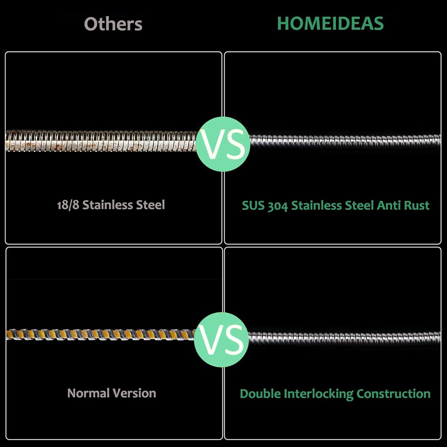 HOMEIDEAS 118 inches Shower Hose, 10 feet Extra Long 304 Stainless Steel Hand...