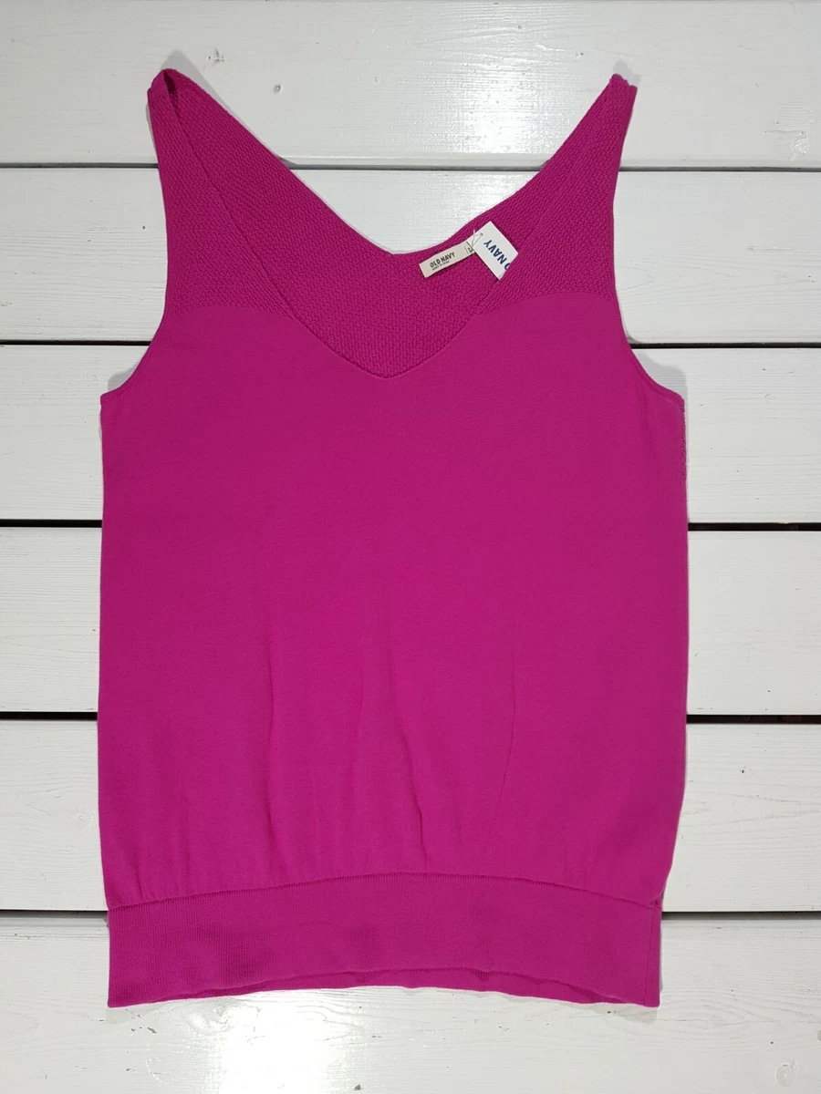 New Old Navy Women s Knit Vest Size L Bright Pink Lightweight Cotton