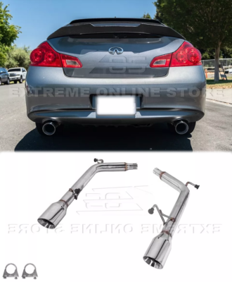 4'' Dual Tips Axle Back Exhaust Fits 07-14 Infiniti G35 G37 Sedan