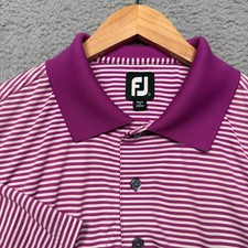 Footjoy Polo Shirt Mens Large Purple Striped Performance Short Sleeve Golf Logo
