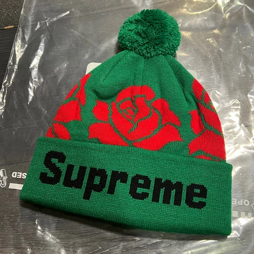 Casquette chapeau skateboard Supreme Rose Beanie FW22 automne hiver 2022 rouge vert noir