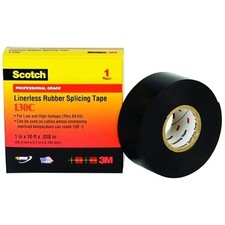 Linerless Rubber Splicing Tape 130C, 30 ft x 1-1/2 in, Black 3M   7000006086