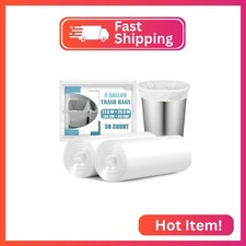 8 Gallon Trash Bags - 50 Count 8 Gal Medium Trash Bags, Unscented White 8 Gallon