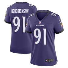 Baltimore Ravens Trey Hendrickson #91 Nike Women's Purple 2026 NFL Game Jersey