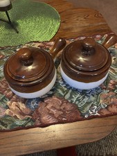 Vintage francuska cebula doniczki z pokrywkami