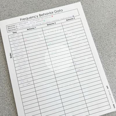 Mrs. D's Corner Frequency Behavior Data Notepad  50 Sheets