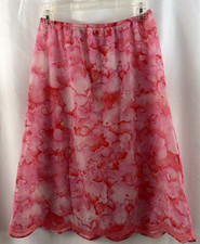 Women's Vanity Fair Pink/Red Floral Tricot Slip Floral Scallop Edge Sz M