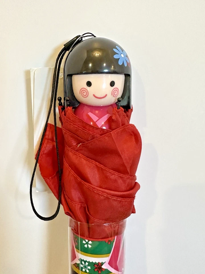 Paraguas Plegable Kawaii Japón Kimono Niña - Lindo Mango Muñeca - Nuevo con Etiquetas Foto 2 de 4