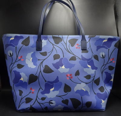KATE SPADE NEW YORK Large Blue Floral TOTE BAG Enchanted Forest