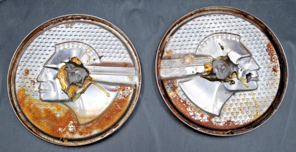 2шт винтажный 1951 1952 1953 1954 PONTIAC INDIAN HEAD вождя эмблема пара задняя Fende - Изображение 2 из 4