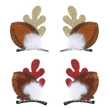 4PCS Christmas Hair Clip, Cute Xmas Reindeer Antler Hairpin Girl Women Hair C...