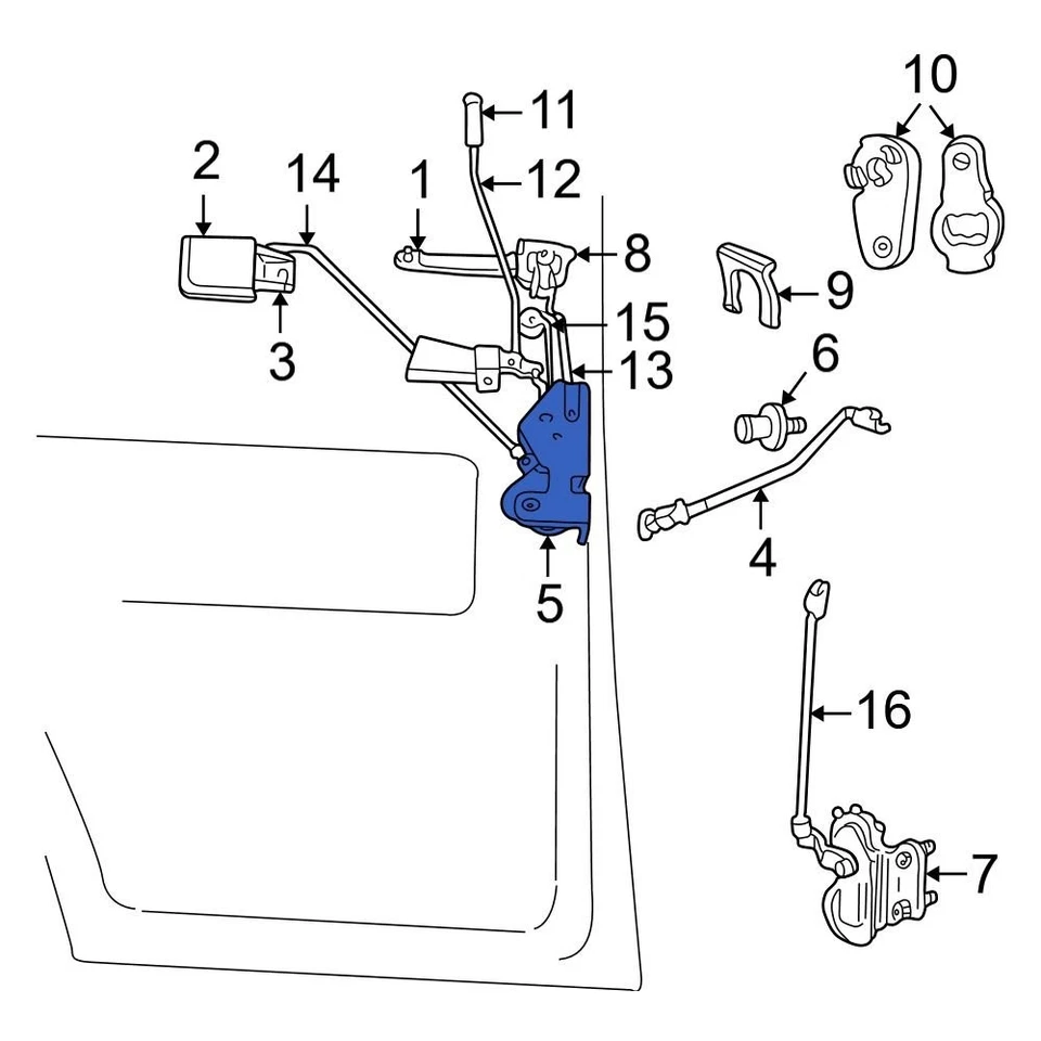 For Dodge B3500 1995-1997 Dodge Front Right Door Latch Assembly Foto 4 de 4
