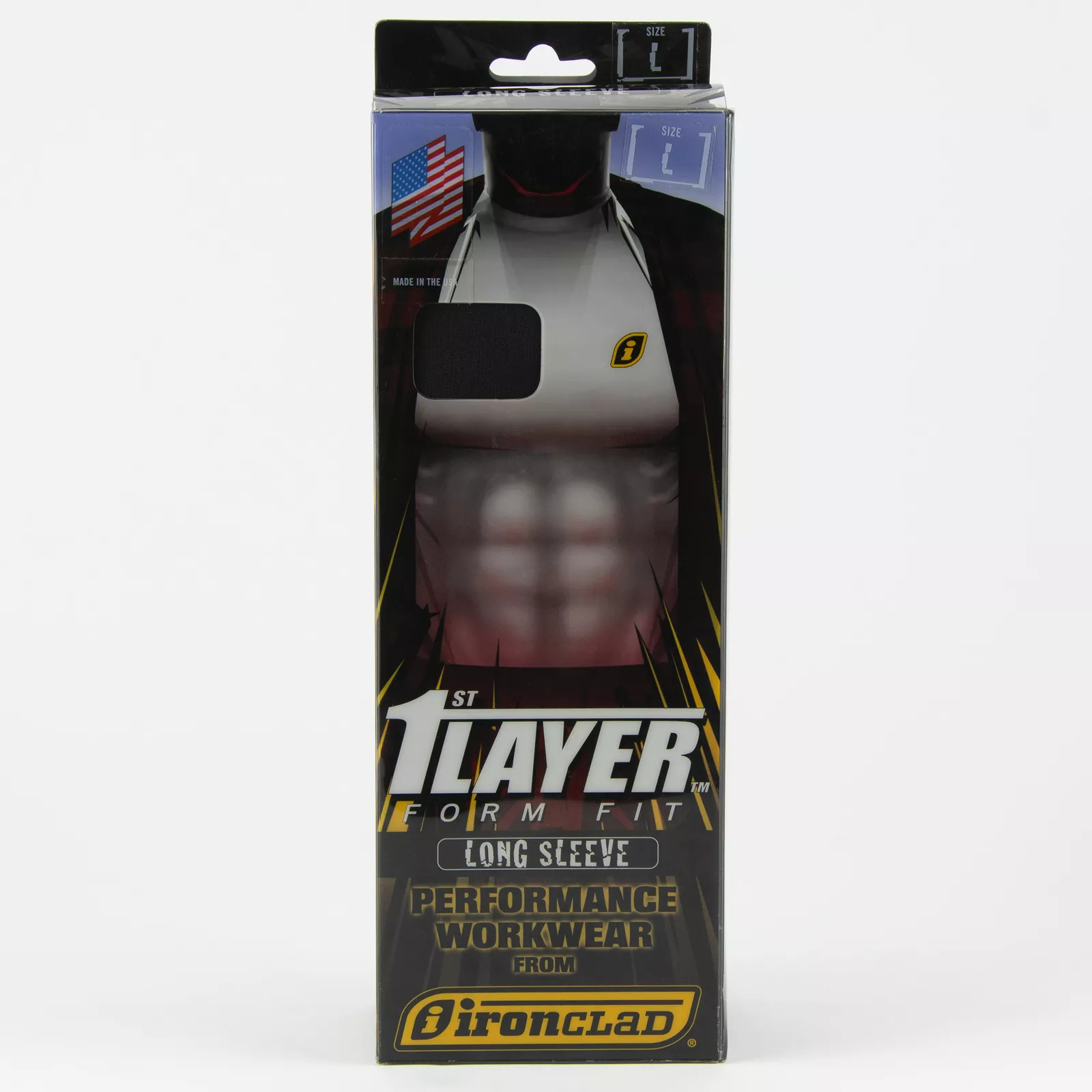 Облегающая мужская рубашка с длинным рукавом Ironclad Mens 1st Layer черного цвета, большого размера