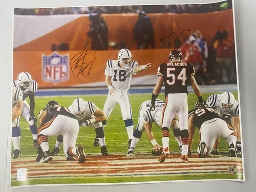 Peyton Manning Colts Brian Urlacher Bears Dual signed Photograph - Holograms
