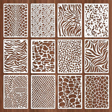 12 Pcs Stencils for Crafts Reusable, Texture Stencils for Painting, Layering Dra
