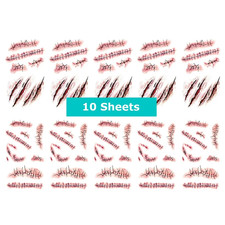 10 Pieces Horror Wound Temporary Tattoos Waterproof Realistic Blood Tattoo Injur