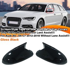 2x Glanz Schwarz Spiegelkappen Außenspiegel Für Audi A6 S6 C7 Ohne Side Assist