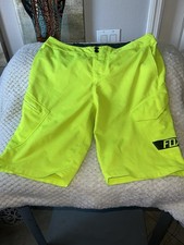 Fox Ranger Men  s Yellow Solid Cargo Shorts Logo Zip Pocket Flat Front Button