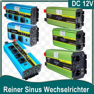 2000W 3000W 4000W Reiner Sinus Wechselrichter 12V zu 230V Spannungswandler 4USB