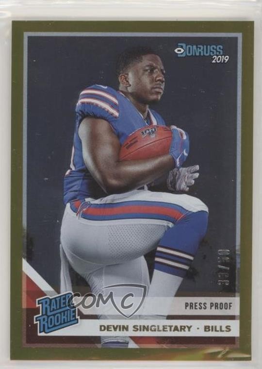 2019 Panini Donruss Rated Rookie Press Proof Gold 33/50 Devin Singletary 1ew5