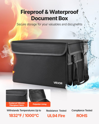 VEVOR Fireproof Document Box, 1832   Heat Insulated Fireproof & Waterproof Box,