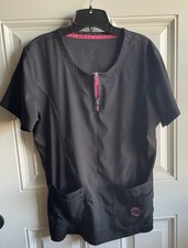 Koi Lite 317 Scrub Shirt L Black retail 30.00 Pull up zipper