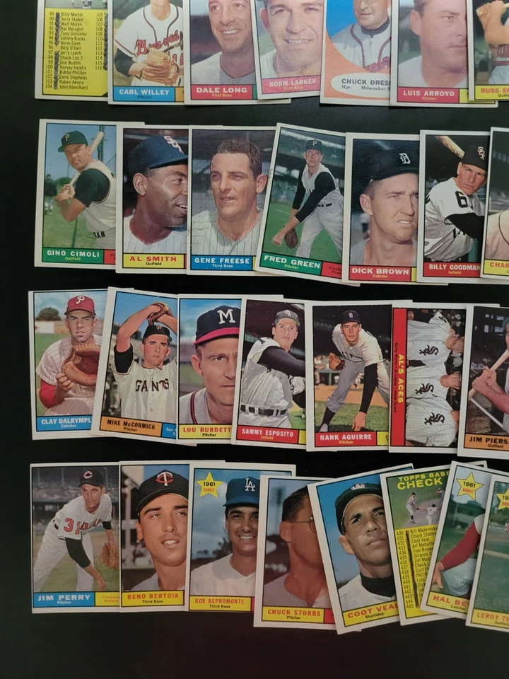 1961 Cartões de Beisebol Topps - 61 Cartões Vintage - Com Jim Perry e Hal Naragon - Imagem 4 de 4