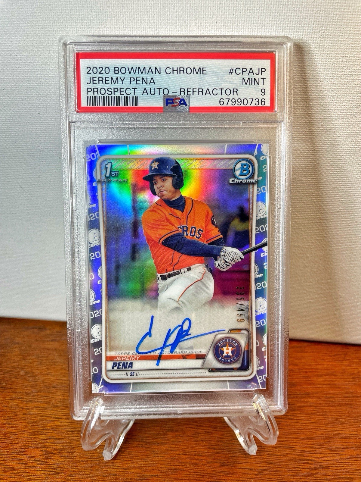 2020 Bowman Chrome JEREMY PENA 1ST Auto Refractor #/499 PSA 9 MINT Astros RC💎